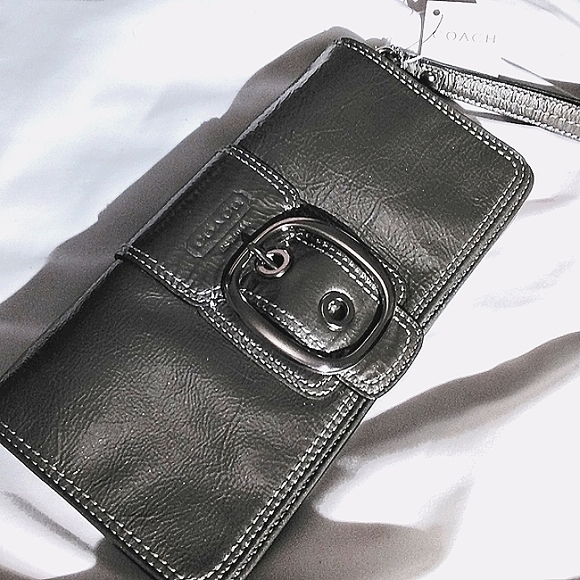 NWT 💥Coach Bleecker Wallet💥 Gunmetal/silv - Picture 2 of 16